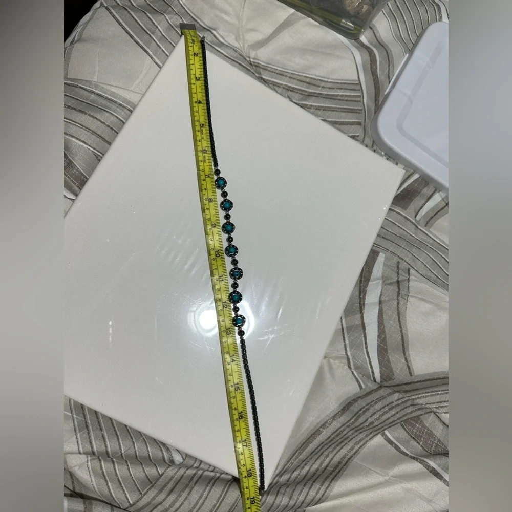 Hematite Necklace 18" Long with Turquoise Beads. 🚨Excellent condition🚨 - Picture 4 of 4
